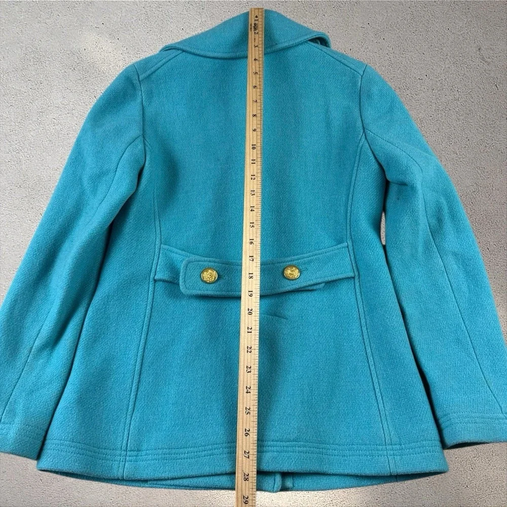 J. Crew Wool Stadium Cloth by Nello Gori Majesty Peacoat Turquoise Aqua Sz 2 - Picture 6 of 7
